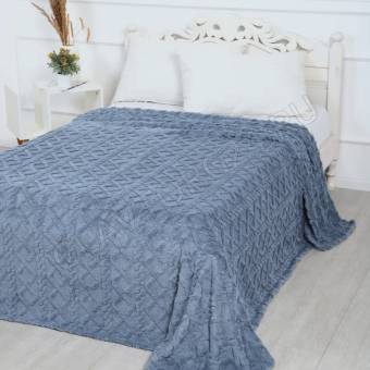 Плед 180*200см велсофт ТМ "Vse DOMA", щерпа, косичка, цвет голубой, ролик