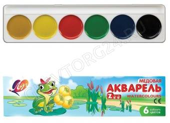 Акварель медовая 6цв ZOO б/кисточки к/кор 19с1246 Луч