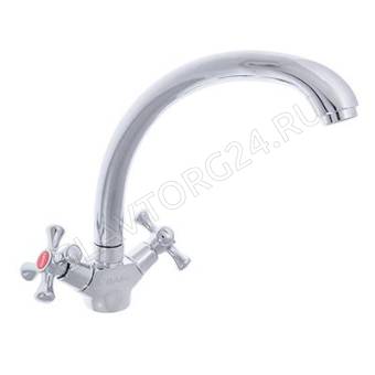 Смеситель RAIN для кухни Нефрит, высокий, гайка, латунь, кран-буксы 1/2