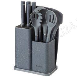 НАБОР 12ПР: 5 НОЖЕЙ, ДОСКА, ПОДСТАВКА, ПОЛОВНИК, ЛОЖКА, ЛОПАТКА, ШУМОВКА, ЛОЖКА AGNESS/ арт. 671-201