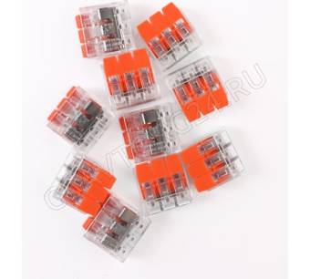 Volsten V02-9W-221-413 (СМК, Строительно-монтажная клемма 3 пр.до 4 мм, 32А, 450 В, 10 шт., оранж.)