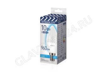 Лампа светод. Ergolux LED-C35-10W-E14-4K (Свеча 10Вт E14 4500K 220-240В ПРОМО)
