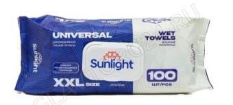 Влажные полотенца 100шт XXL Universal SUNLIGHT(с клапаном)/9