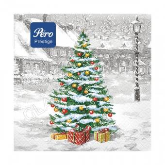 Салфетки бум. Pero Prestige 33х33 "Белая зима" 3сл 20л/12