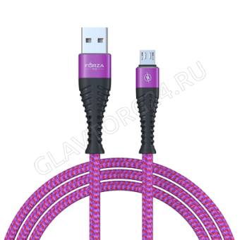Кабель USB штекер-MicroUSB штекер FORZA Венеция 1м тканевый 2А микс