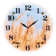 Часы настенные РУБИН Колосья пшеницы круглые 30см 