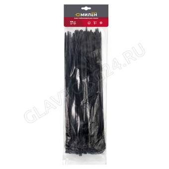 CLM4830B Нейлоновые хомуты для стяжки Милен, чёрные, 4,8*300 мм, 100 шт/50