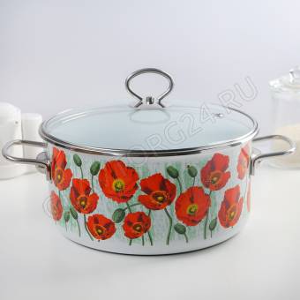 Кастрюля эмалир. цилиндр. 5,0л Maki белосн. 1SB245S