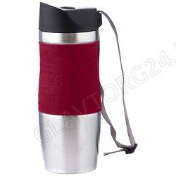 ТЕРМОКРУЖКА 400МЛ AGNESS С КНОПКОЙ СТОППЕРОМ И УДОБНЫМ РЕМЕШКОМ ДЛЯ ПЕРЕНОСКИ/30 арт. 709-032