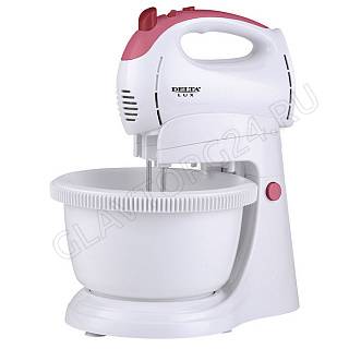 Миксер с чашей DELTA DL-5071C 2,5л 350Вт 4 насадки бело-розовый