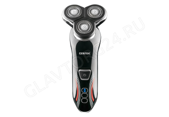 Бритва CENTEK CT-2159 роторная 3 головки аккумулятор+сеть сухое, влажное бритье хром-черный