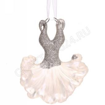 Подвеска "Платье нарядное" 10 см, белый/12шт