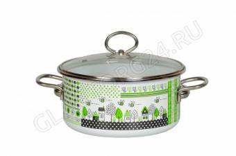 Кастрюля эмалир. цилиндр. 1,5л Green life белосн. 1SB165S