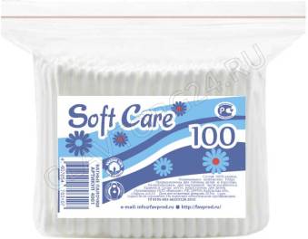 Ватные палочки пакет 100шт Soft Care /162