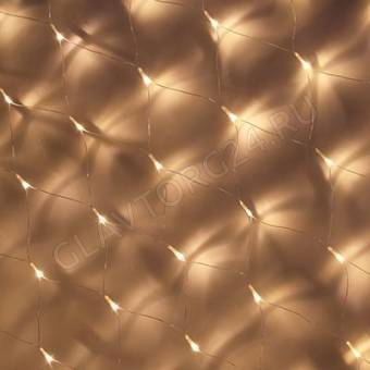 СНОУ БУМ Гирлянда электр. сеть 144LED, 1,6x1,6м, Шампань, мерцание 14_led, прозр. провод, 220В