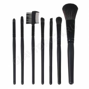 Набор кистей для макияжа 7шт професс., пластик, синтетич.нейлон, 15см, черный, 26905-26