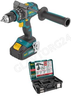 Дрель-Шуруповерт Акк. Бесщеточная; 20,0 В; 0-500/2000 об/мин; 100 Нм; Li-Ion 4,0 Ач; 2 ч.; рез. накл