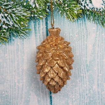 Украшение новогоднее подвесное "Новогодняя шишка" 6 см, шампань ПОСЛЕДНЯЯ ЦЕНА