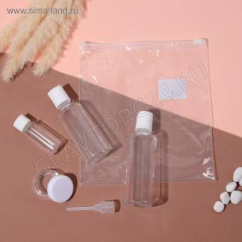 Набор д/хранения в чехле: бут-80мл, бут-100мл, бут-20гр,бан 10гр пипетка, прозрачн 1694471