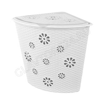 Корзина для белья "Плетёнка"(500х385х460)(угл)(бел)(уп6)