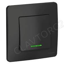 Выключатель 1-кл. СП Blanca 10А IP20 (сх. 1) 250В с подсветкой антрацит SE BLNVS010116