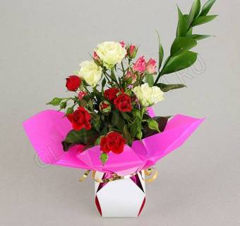 Коробка-ваза для цветов 2в1, 12х17 см, сборная, малиновый 1338156