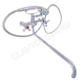 Смеситель для ванны RAIN Нефрит, дл. излив 40см, с набором для душа, кер. дивертор, латунь