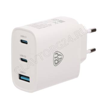 Зарядное устройство сетевое BY 2хUSB-C/1хUSB-A 5B QC,PD,PPS 3A белый