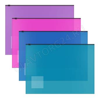 Zip-пакет пластиковый ErichKrause Fizzy Vivid, A4, полупрозрачный, ассорти/12