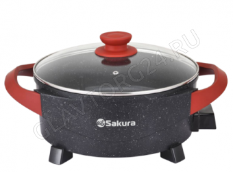 Сковорода электрическая SAKURA SA-7715BR Master Chef 2000Вт 30-10см черно-красный круглая
