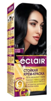 ECLAIR w9 Стойкая крем-краска д/волос № 1.1 иссиня-черный