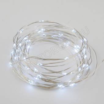 Гирлянда электрическая Нить Роса 200LED ламп, длина 20м, 2режима, питание батарейка 3хАА
