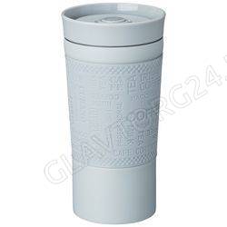 ТЕРМОКРУЖКА AGNESS 380МЛ "ТЮДОР" С КНОПКОЙ-СТОППЕРОМ СЕРЫЙ/24 арт. 709-094