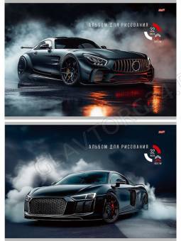 Альбом д/рисования 32л Спортивные автомобили-5 ассорти Проф-Пресс