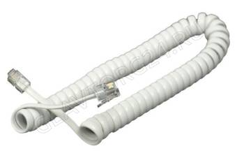 Шнур витой телефонный для трубки белый 2м/10шт