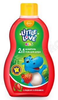 Детский шампунь+гель для душа 2в1 400мл Little love сладкая клубника/12 СВОБОДА