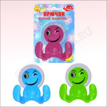 Крючок "Веселый человечек" на присоске 3цв