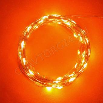 СНОУ БУМ Гирлянда эл. нить росы, 10м, 100LED, шампань, 8 реж, медная проволока, медный цвет, 220В