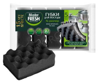 Мастер Фреш Губки для мытья посуды STRONG, 5шт BLACK