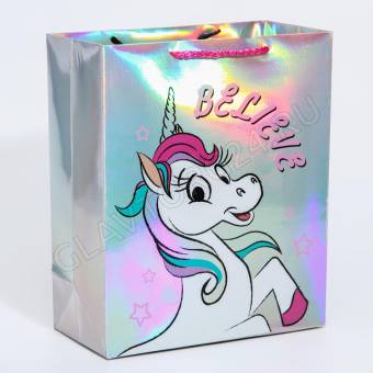 Пакет голография горизонтальный "Unicorn dreams", Минни Маус, 25 х 21 х 10 см   5510784
