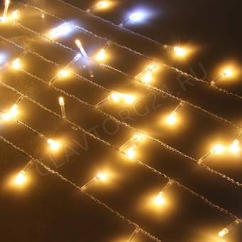 СНОУ БУМ Гирлянда электр. бахрома 2,5x0,3х0,5x0,7м, 80LED, Flash 12_led, шампань, прозр.пров, 220В