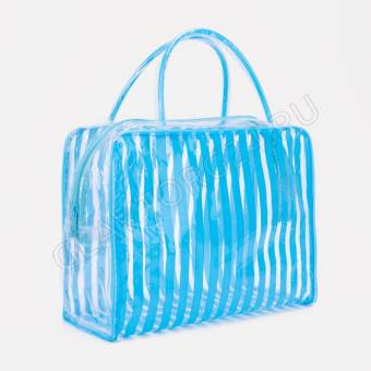 Косметичка ПВХ Глория 24*9*18см, отд на молнии, 2 ручки, голубой 2804972