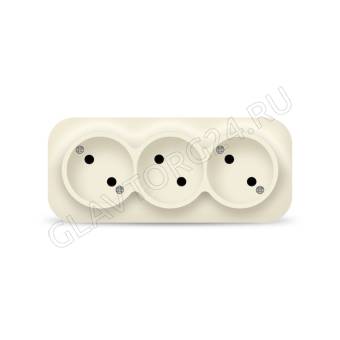 Розетка 3-м ОП 10А IP20 без заземл. сл. кость IONICH 1450