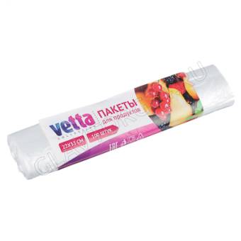 VETTA Пакеты для продуктов, 100шт, 22x33см, в рулонах