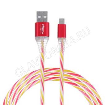 Кабель USB штекер-MicroUSB штекер FORZA Конфетти 1м прорезиненный 1,5А микс