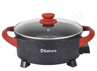 Сковорода электрическая SAKURA SA-7715BR Master Chef 2000Вт 30-10см черно-красный круглая