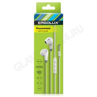 Наушники проводные вкладыши ERGOLUX ELX-WHP01-C01 с микрофоном белый