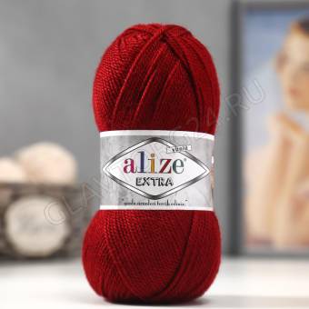 Пряжа "Extra" 10% шерсть, 90% акрил 220м/100гр (57 бордовый) 2675687