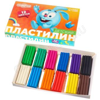 Пластилин  «Детский», 12 цветов, 180 г, Смешарики 7576468