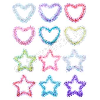 СНОУ БУМ Украшение декоративное 16см, ПВХ, металл, звездочки и сердечки, 12 видов/12шт